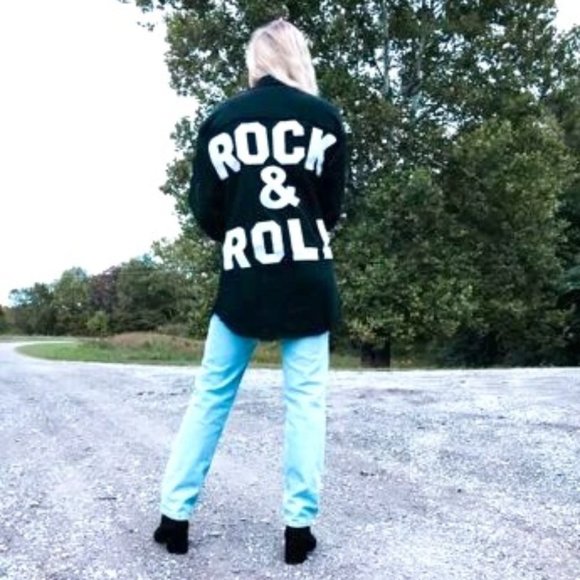 . Jackets & Blazers - BLACK DENIM JACKET ROCK & ROLL